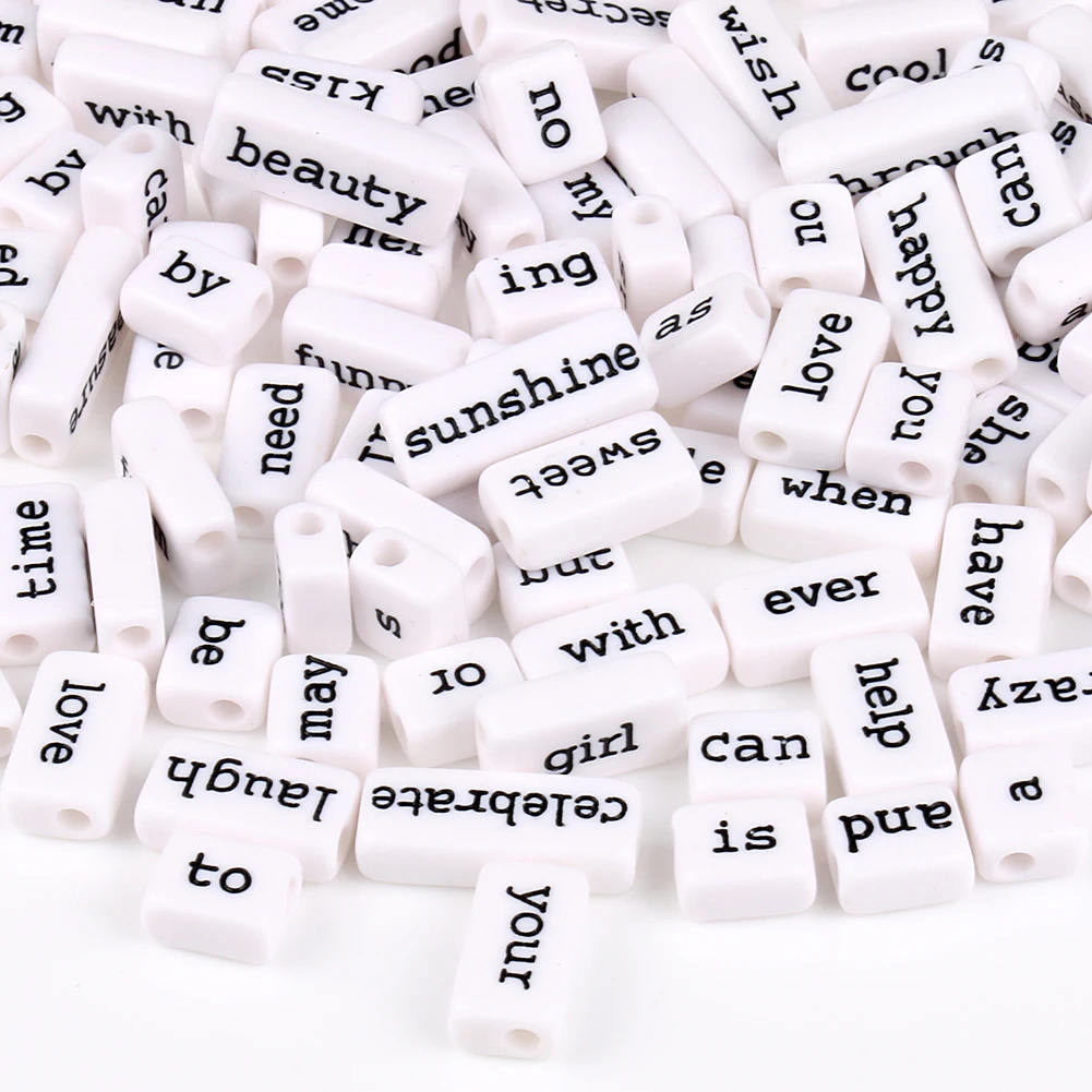 Wholesale Acrylic Beads Mix White/Colorful/Black English Letters Alphabet Word Beads For DIY Jewelry