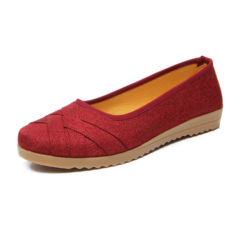 Summer Driving Flat Shoes Wholesale Cheap Price Gum Outsole Canvas Slip on Women Loafer