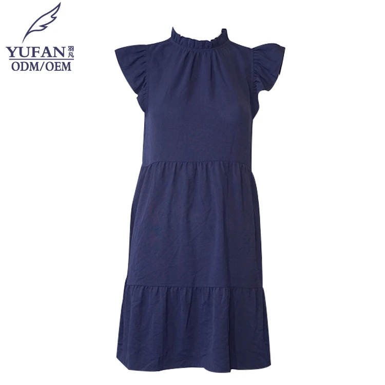 YuFan Custom Summer Casual Lady Chiffon Ruffle Short Dress For Women Elegant Casual Mini Dress