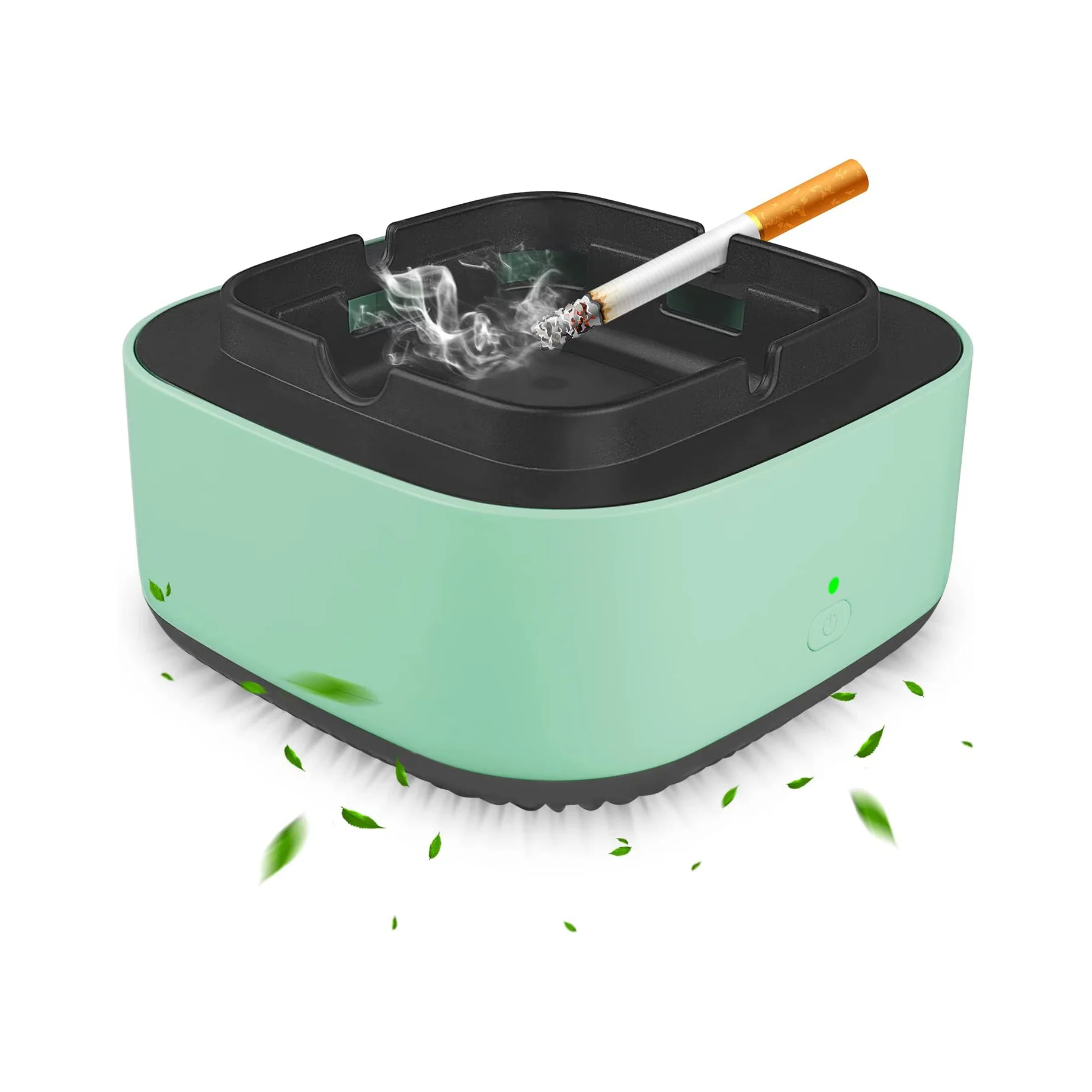 Green 2 In 1 Multifunctional Indoor Portable 2Aa Batteries  Negative Ion Electric Smokeless Ashtray With Air Purifier