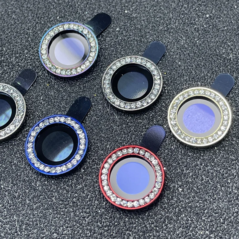 Glitter Tiny Diamond Alloy Ring Glass Tempered Camera Circle Cover For Iphone 12 Pro Max Camera Lens Screen Protector
