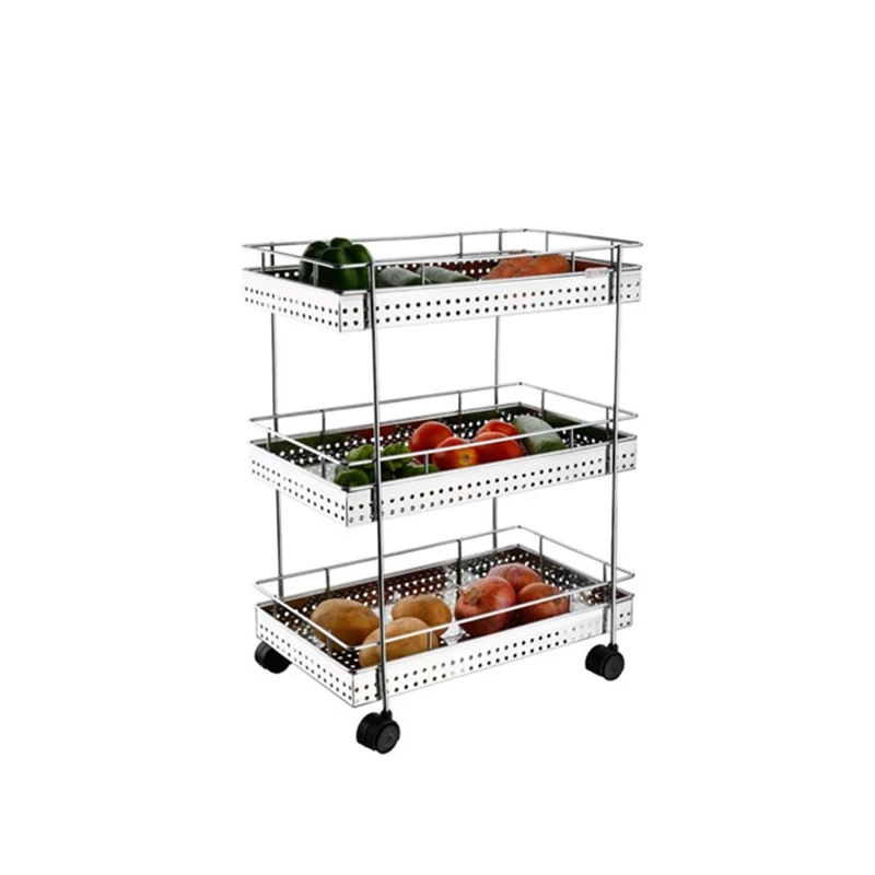 Factory 3 tier metal kitchen storage rack trolley