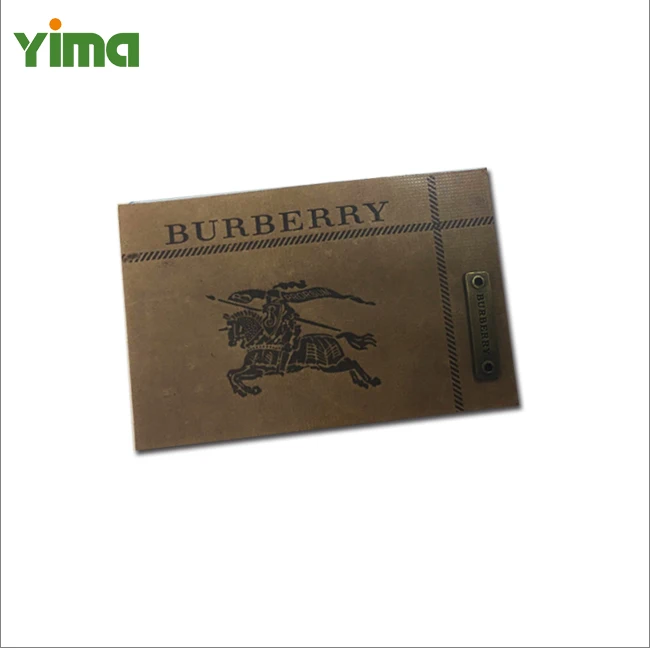 Yima Custom Black Jeans Leather Patch with Metal Label Logo Customized Garment Labels Washable Leather Labels for Clothing