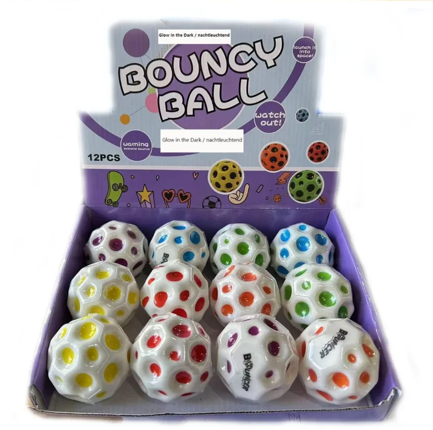 6cm Space fluorescence Ball Super High Bouncing Bounciest Lightweight Rubber Foam Ball For Children Glow in the Dark ball Toy