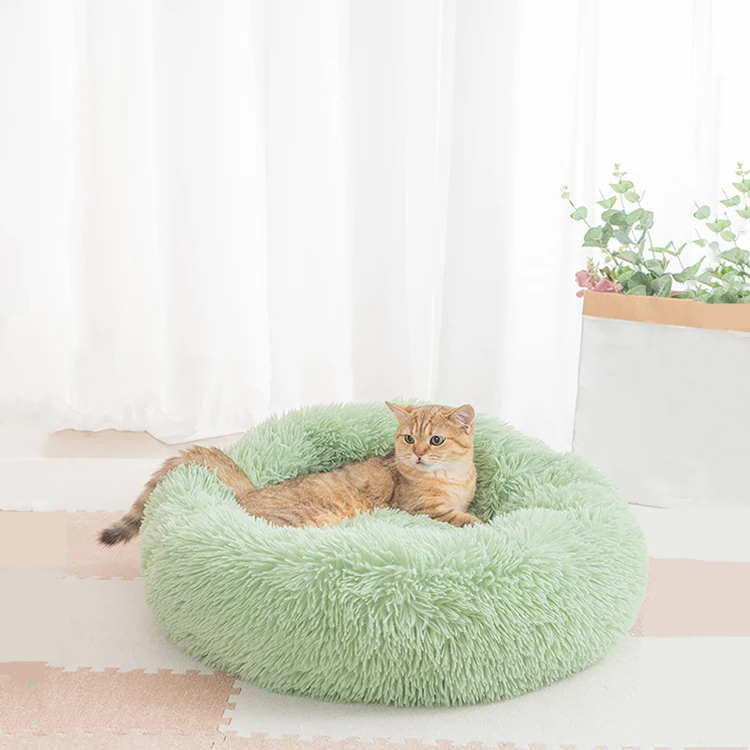 Round pet baby bed wholesale washable luxury  plush large cat pet dog bed