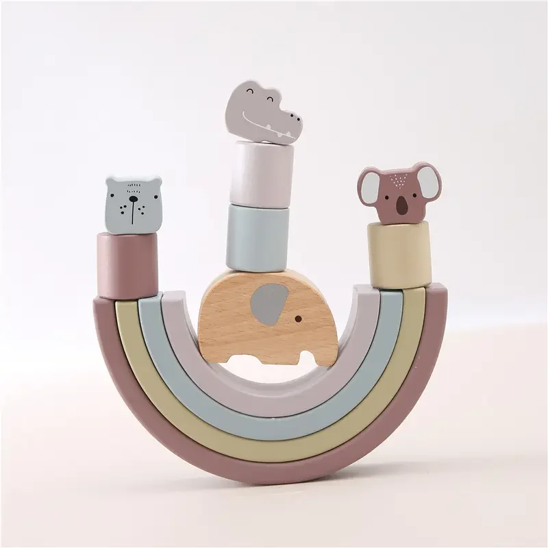 Best selling educational fine motor skills elephant kids balance animals toy baby Montessori sensory wooden stacking toys CE