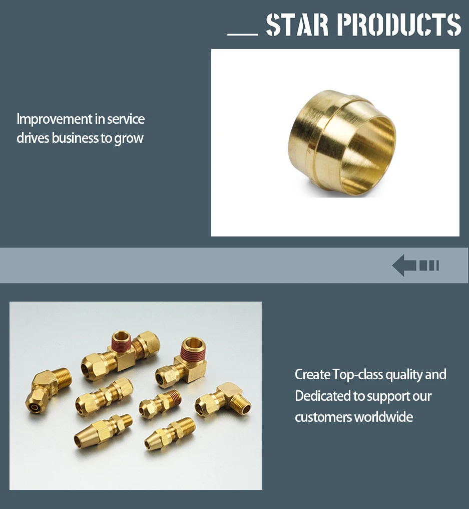 High Quality Brass Fitting Pipe Hose Fitting Sleeve for Metal Pipe Brake Copper