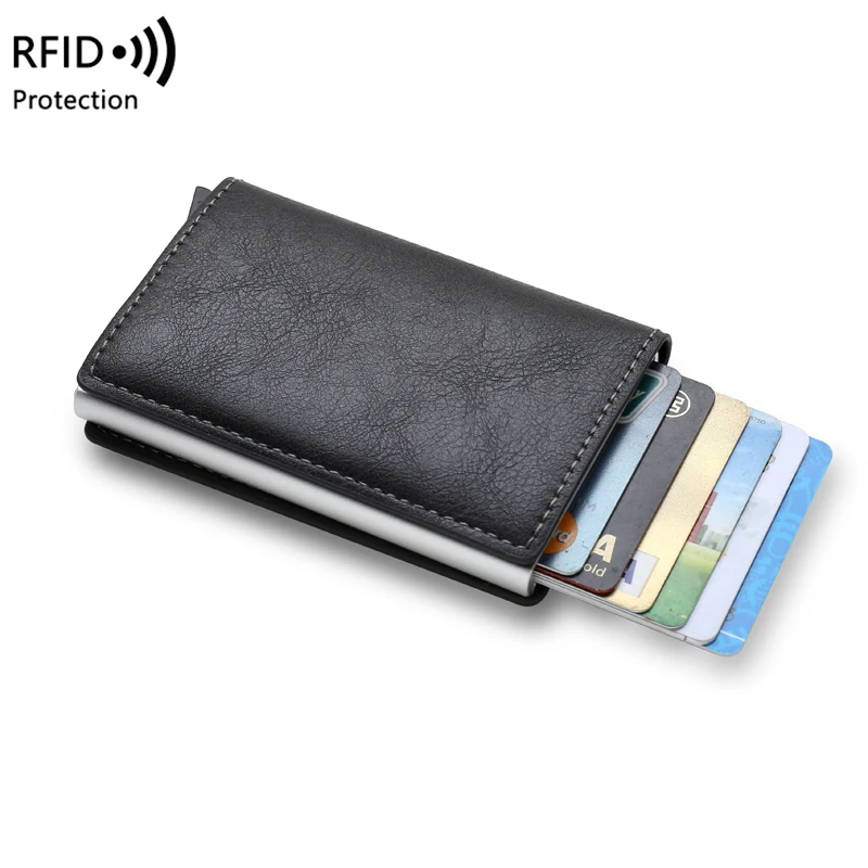 2024 design ultra Metal RFID real carbon fiber card Custom wallet, minimalist aluminum credit card holder with Metal money clip
