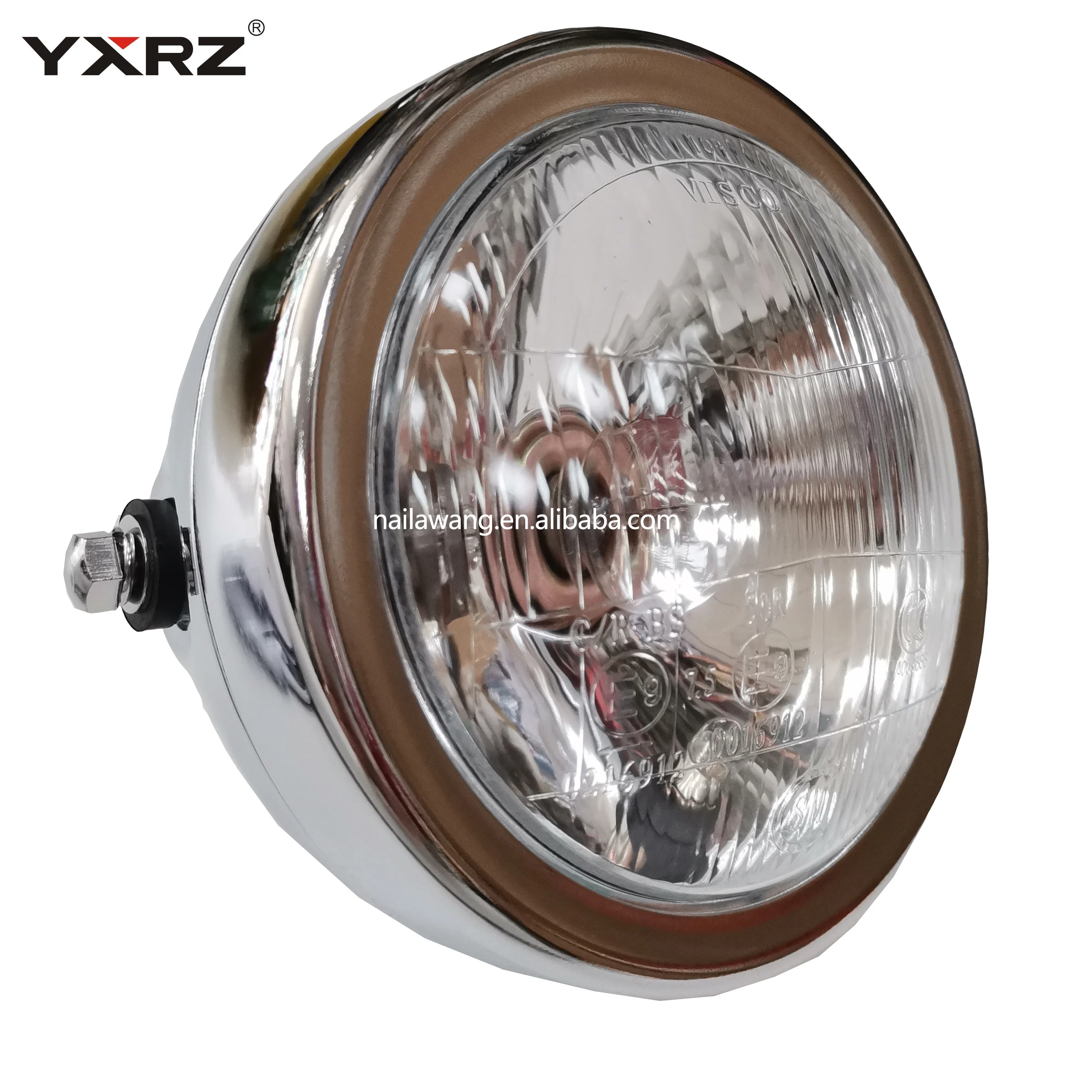 Stander size round shape retro silver white lens 12V universal front motorcycle headlight GN125