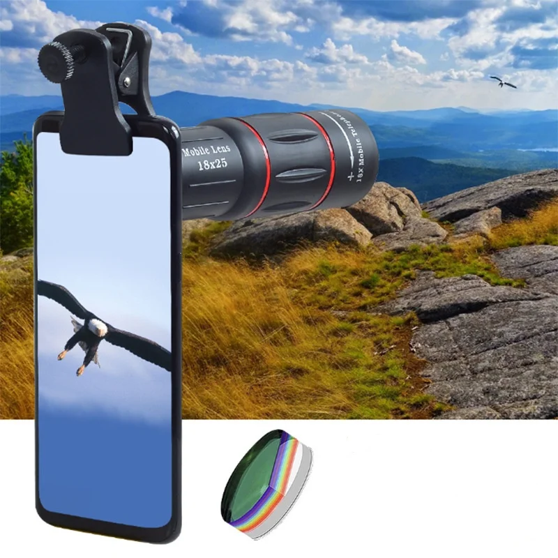 Outdoor photography high-definition telephoto lens 18X external telephoto lens mobile phone monocular telescope