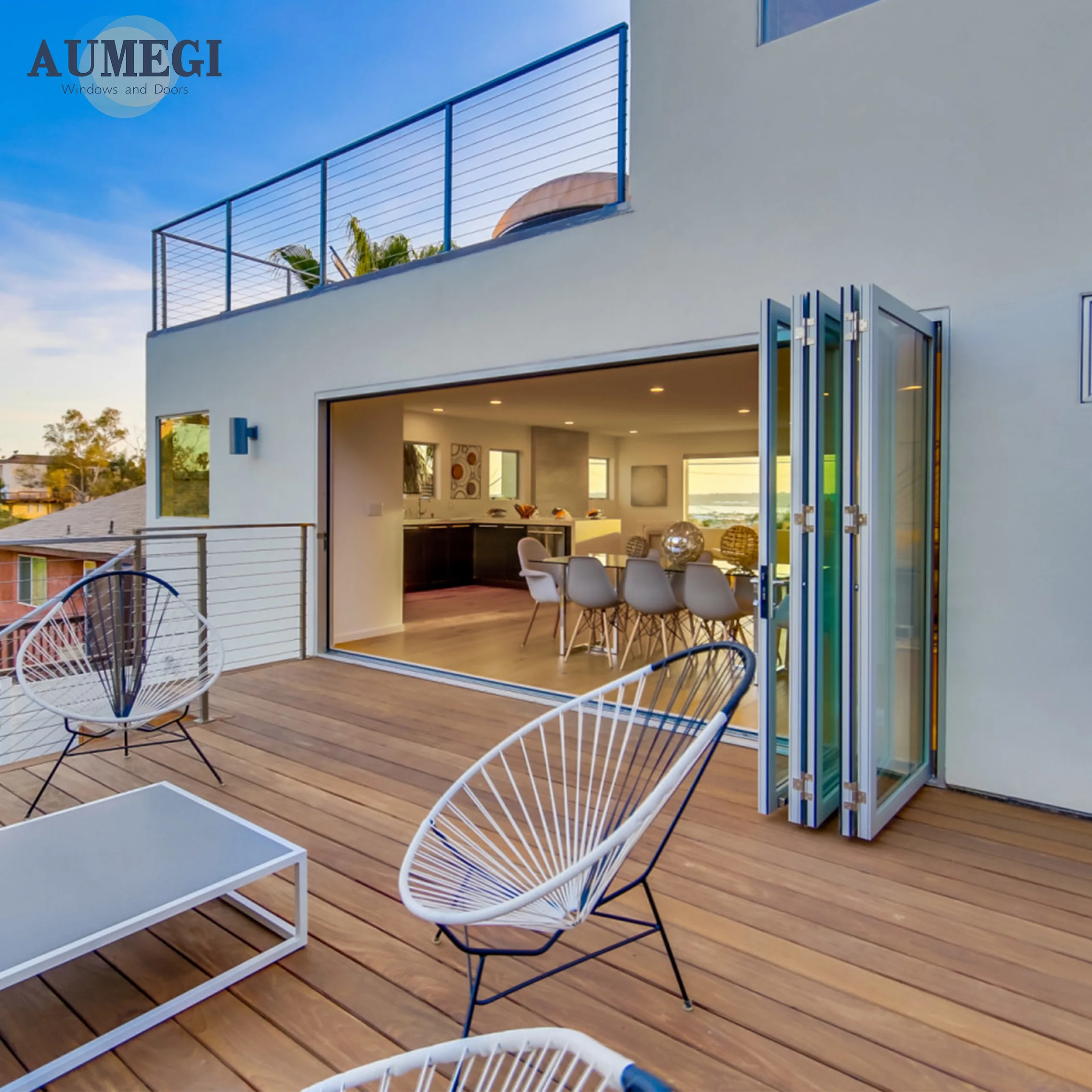 Aumegi American NFRC Aluminium Folding Door Folding Garage Door Folding Door System