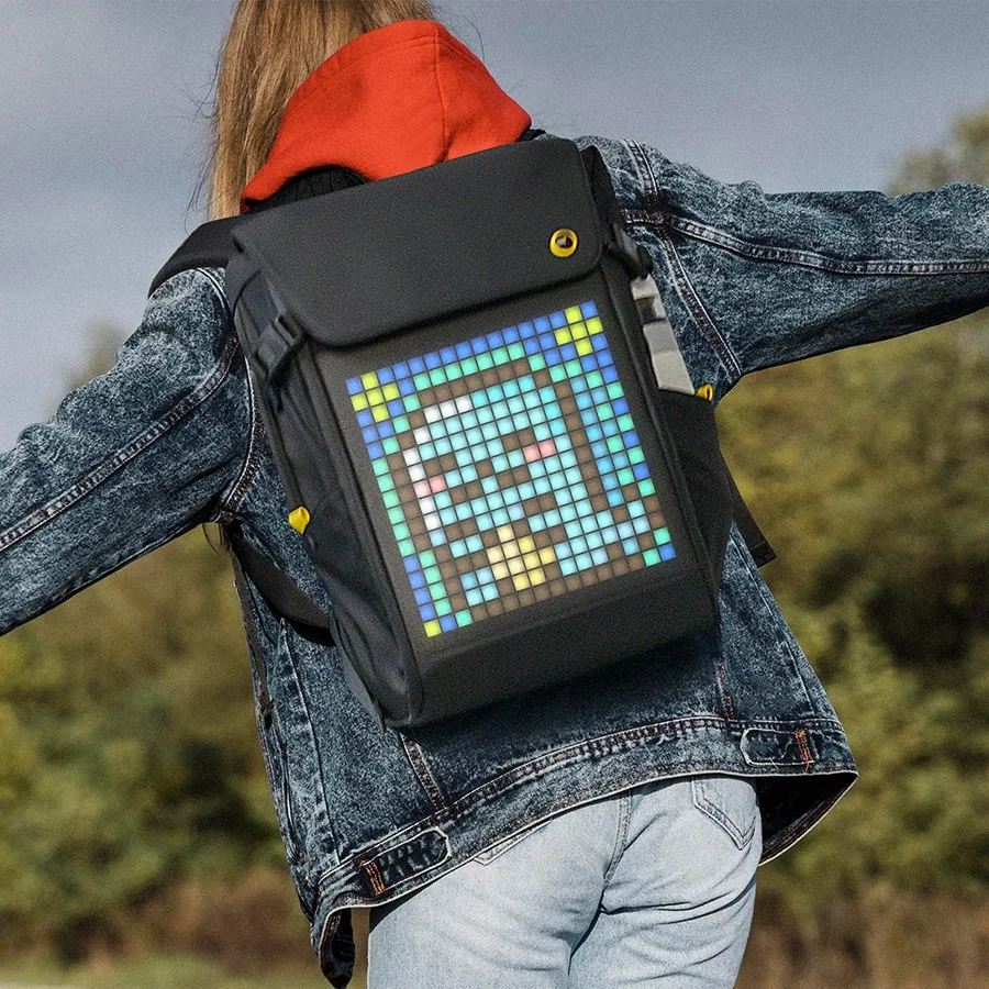 Divoom Backpack M with Customizable LED Screen by APP Control Waterproof for Biking Hiking Outside Activity Big Storage