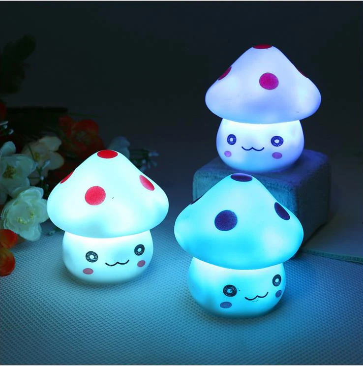 Mini Soft Baby Child Sleeping Nightlight LED RGb Colors Mushroom Lamp