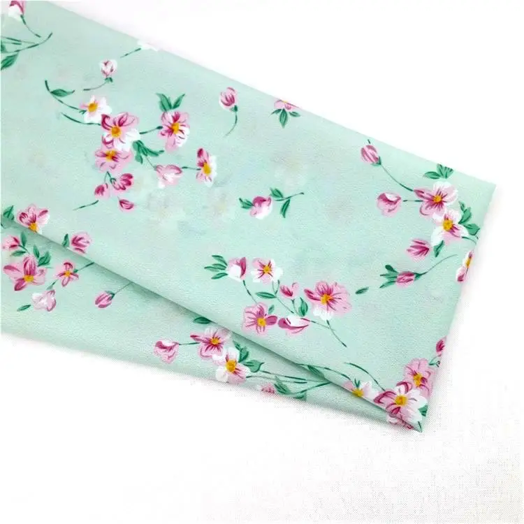 Fashion Lightweight Woven Pop Floral Print 100% Polyester Crepe Chiffon Fabric Good Price Stock Garments for Dress and Lining