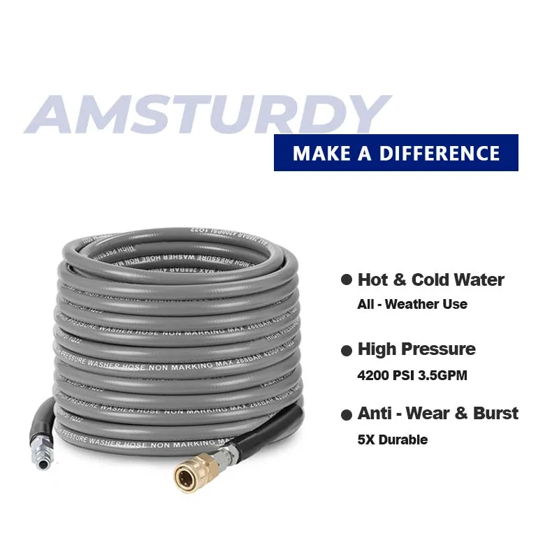 AMSTURDY PH08-15 non-mark high pressure washer hose extension flexible pipe power water car wash high pressure hoses