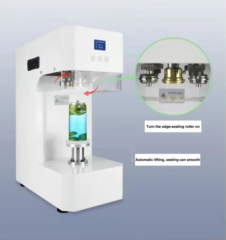 110v Automatic intelligent Non-rotating Can Sealer Soda Tin Can Seamer Bubble Tea Aluminum Beverage Can Sealing Machine