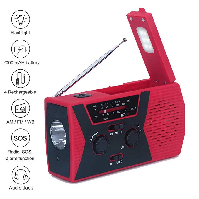 Portable Style and Rechargeable Battery Pack Power Supply survival kits am fm Weather alert Radio