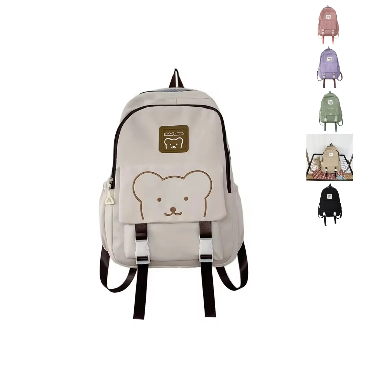 Lightweight simple fashion campus style practical waterproof nylon large capacity multi-color student backpack