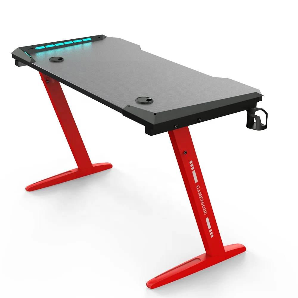 New Design Computer Desktop Table with LED Lights Metal Frame Racing Style Internet Cafe Console Gaming Table