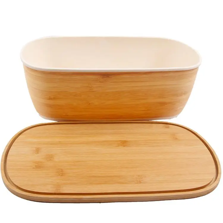 UnionSource Food Container Bamboo Lunch Box/Biodegradable Bamboo Fiber Lid Lunch Box