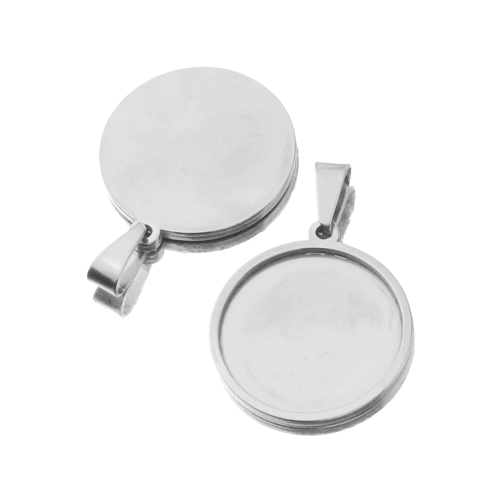 Inner Diameter 25mm Stainless Steel Cabochon Cameo Bracelet Charms ForJewelry Making Necklace Pendants Findings Bases