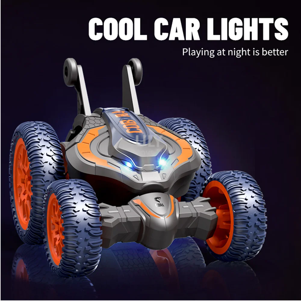 Remote Control stunt car double-sided blossom stunt  rotary spray tumbling cool rotating LED light wordfolding rolling car
