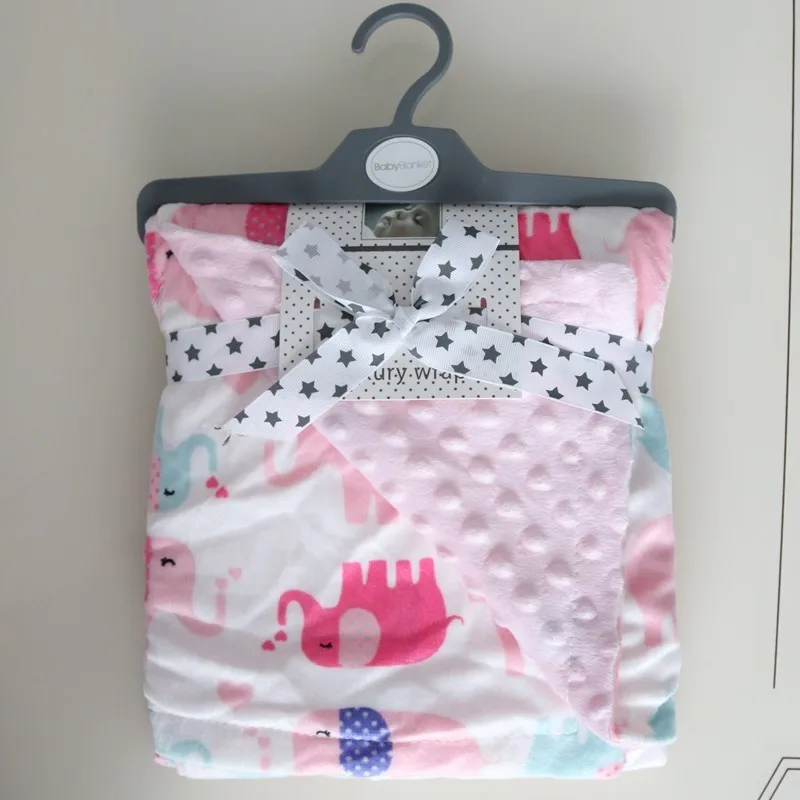 2 layers 3D dot cartoon whale minky coral fleece soft thermal toddler child winter baby blanket kids back seat cover baby quilt