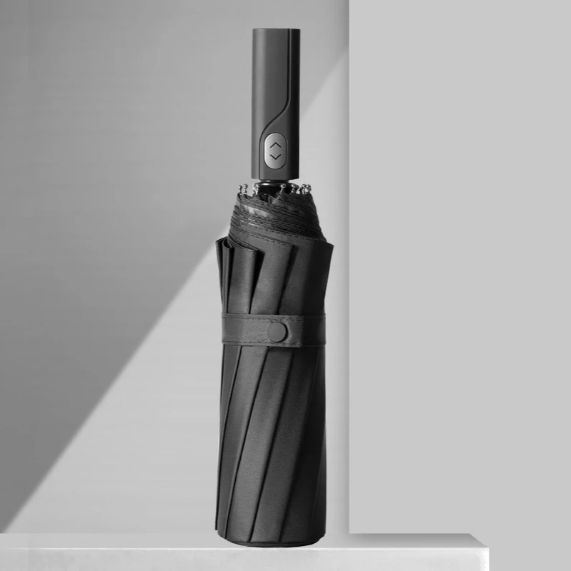 Amazon 12-bone automatic three-fold umbrella with full blackout custom logo advertising gift