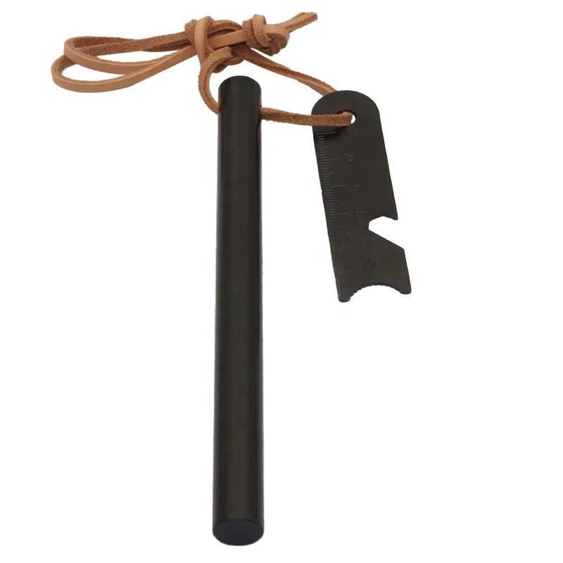 1/2x6 inch Survival Gadgets Extreme Weatherproof Feuerstein Fire Starter Rod with Leather Cord