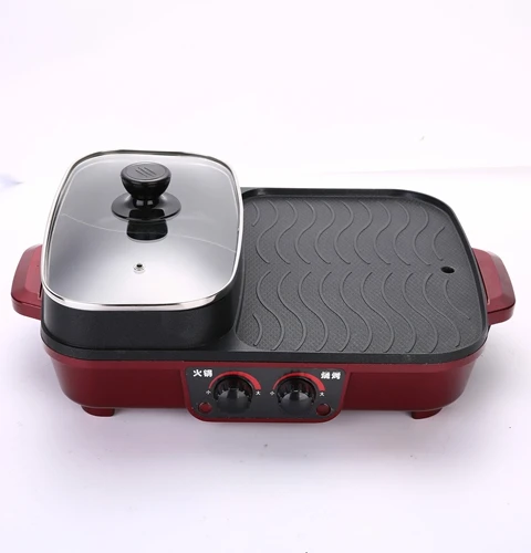 2000w Nonstick Temperature Control Electric Hotpot Grill 2 In 1 Hotpot And Bbq Grill