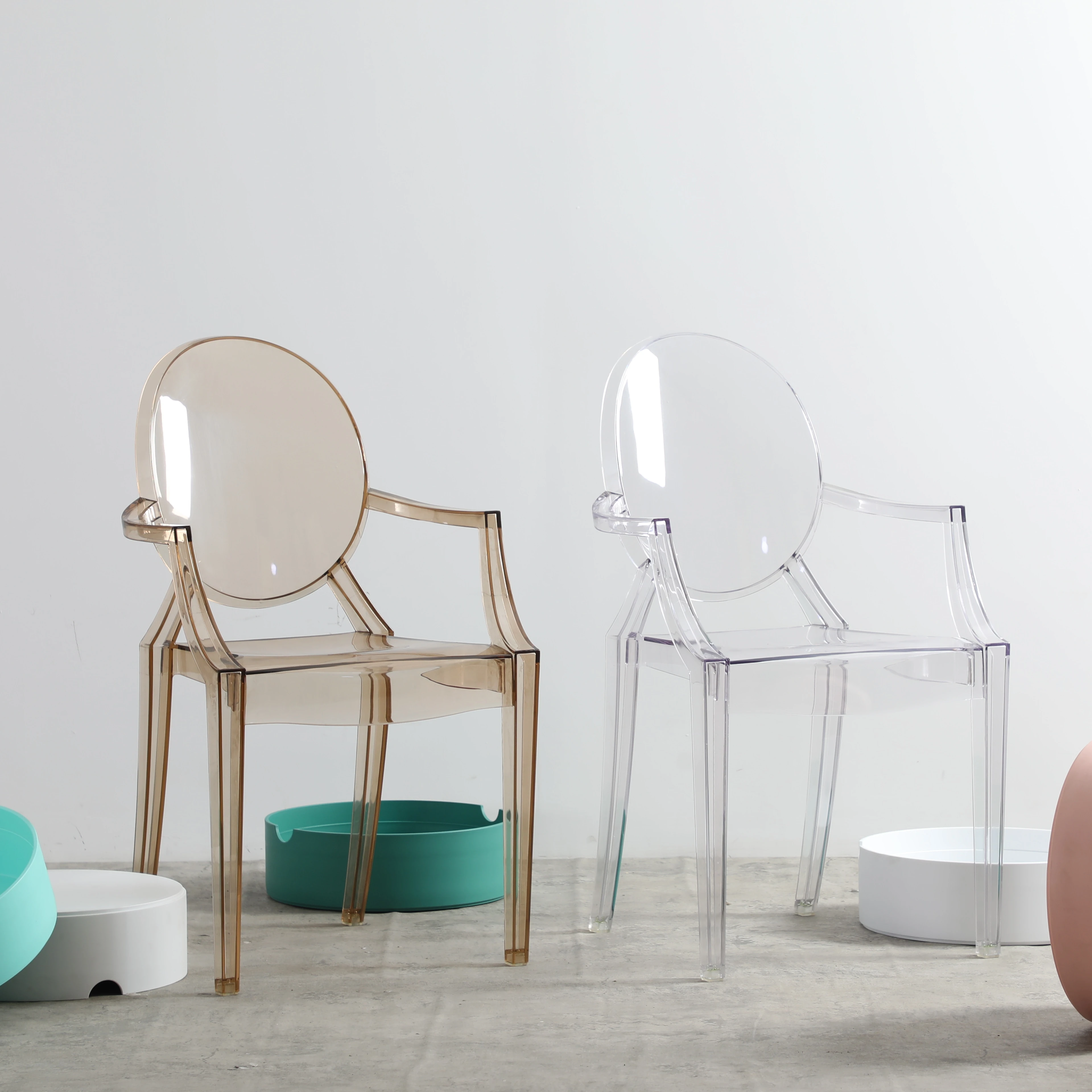 Wholesale Commercial Furniture Modern Dining Plastic Armrest Hotel Chaise Plexiglas Transparent Clear hotel chairs