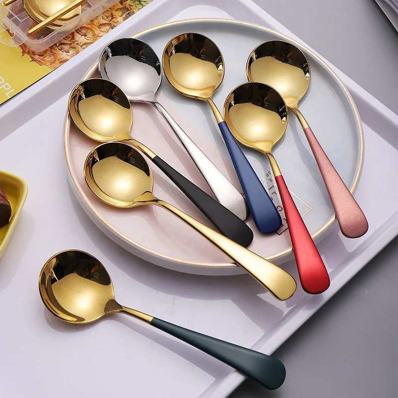 Hot Sale 304 Stainless Steel Gold Small Dessert Baby Golden Kids Metal Edible Tiny Ice Cream Coffee Tea Spoon Set