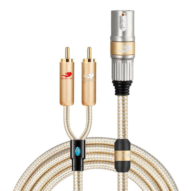 2020 Новое поступление Cannon XLR Сделано в Китае для 2RCA лотоса Y сплиттер кабель со штыревыми соединителями на обоих концах для подключения 128 экранирующей оплеткой аудио кабель с золотым покрытием для усилителя