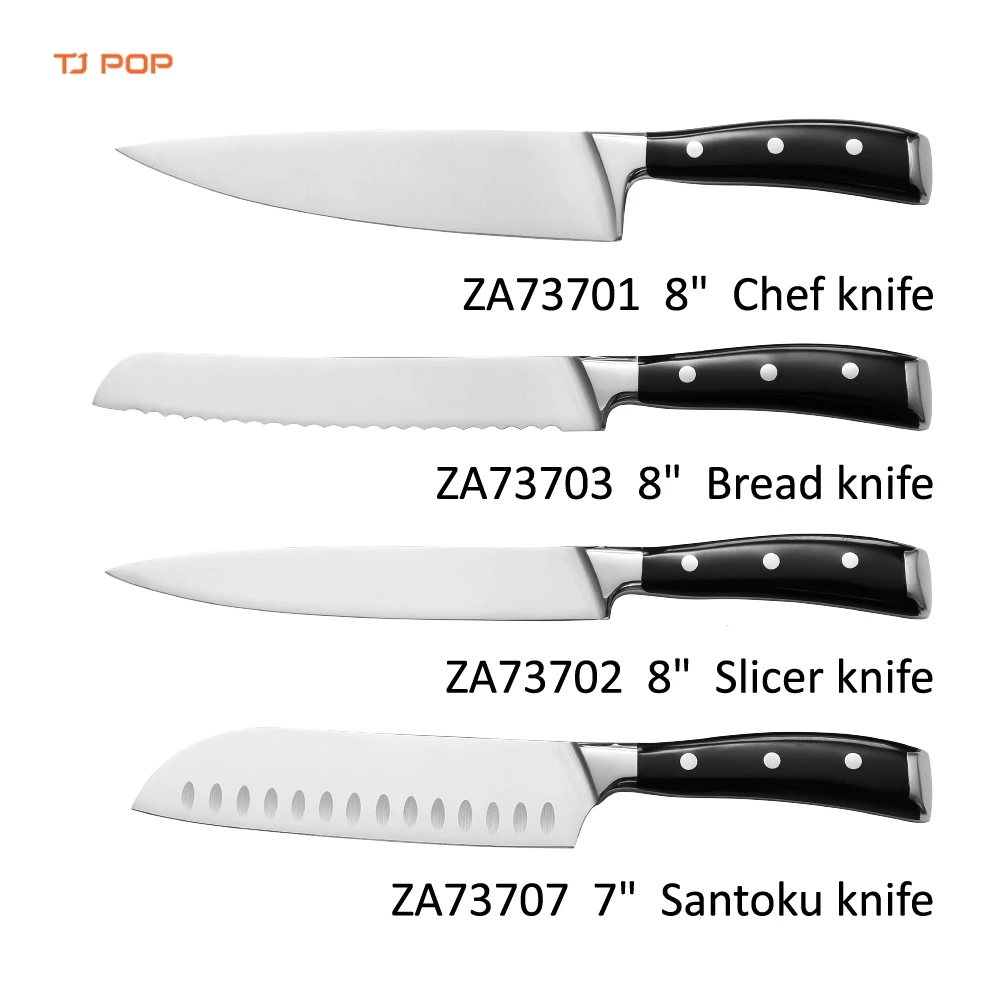 10 Pieces Stainless Steel Kitchen Knife Set with Block Wooden Chef Slicer Santoku Bread Utility Tomato Paring Steak Knife