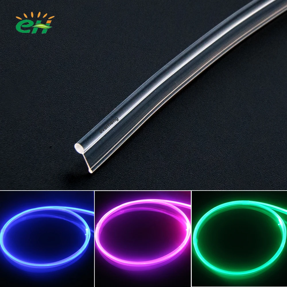 New Super Bright 3mm Plastic Side Glow optical Fiber with Flat Side Skirt For Car lighting Decoration