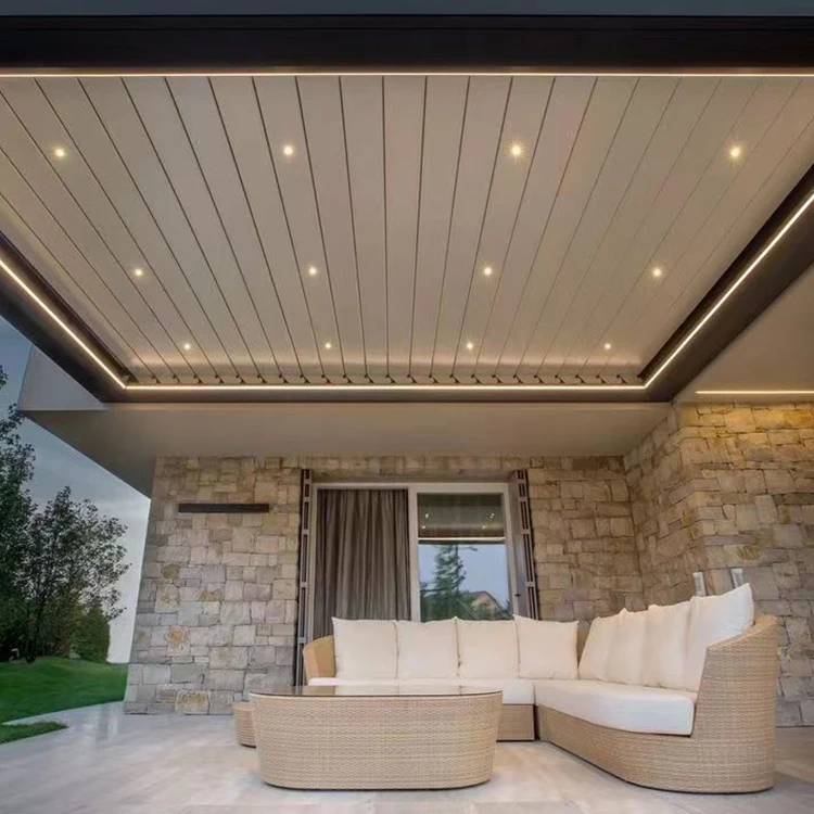 High Quality Garden Building Automatic Pergolas and Gazebos Aluminum Outdoor with Electric Louver Roof System All-season Party