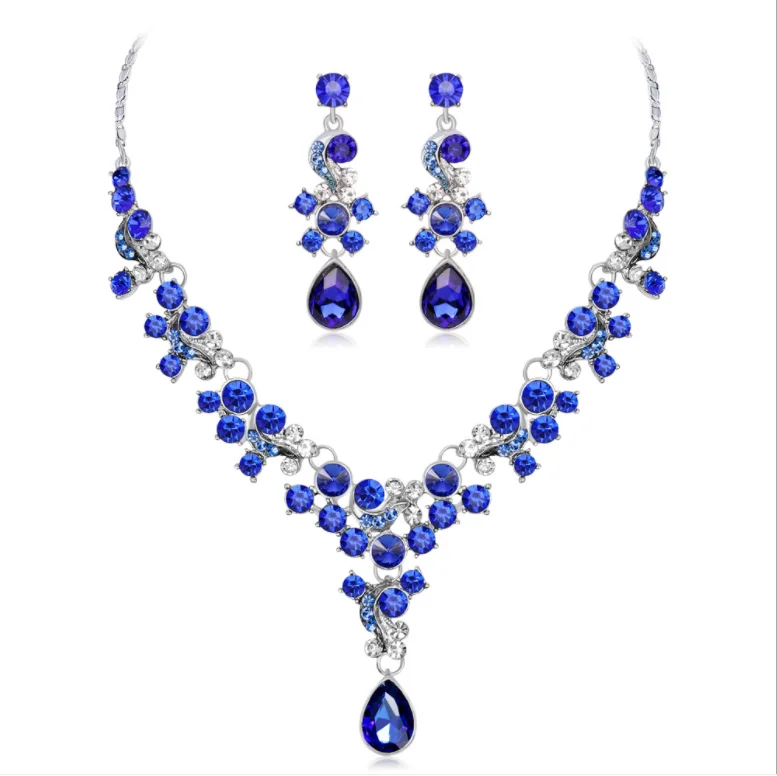  2021 Hot Sale Retro Luxury Diamond Necklace Earrings Ring Bracelet Jewelry