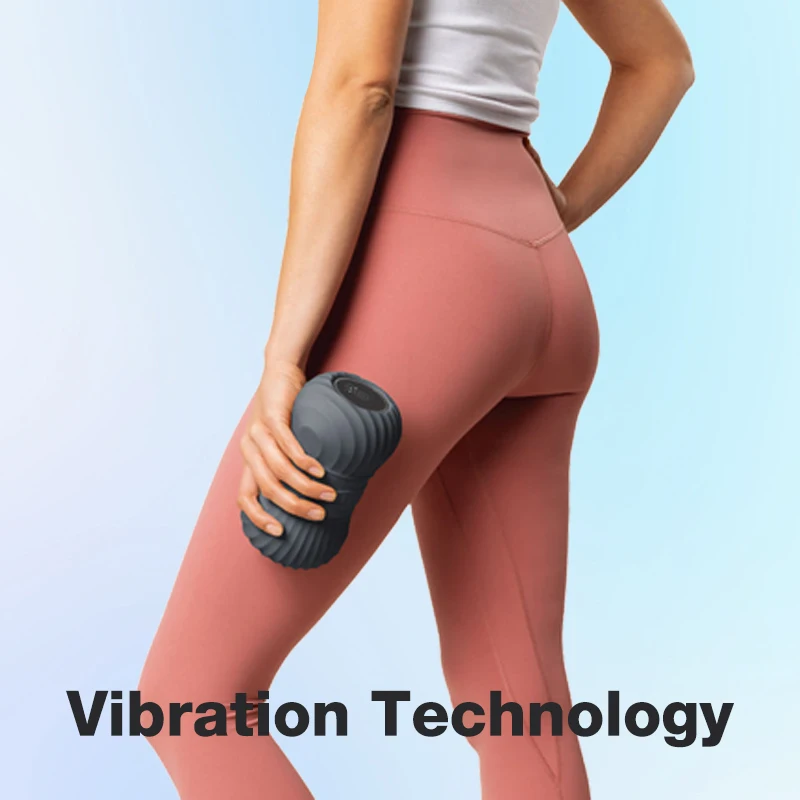 Fitness soft silicon hand-carry yoga electric vibrating exercise high intensity foam roller peanut kit massager