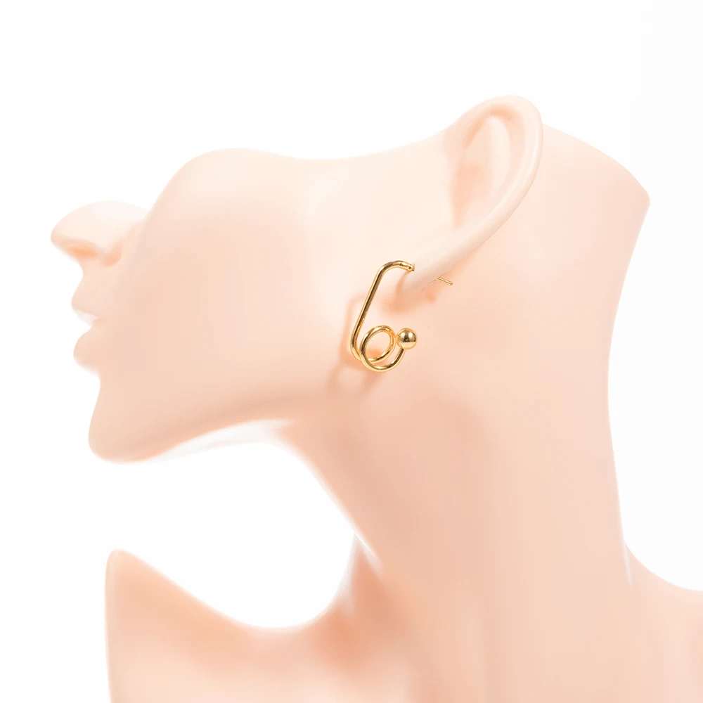 European simple hoop earrings gold 18k real gold plated for women jewelry