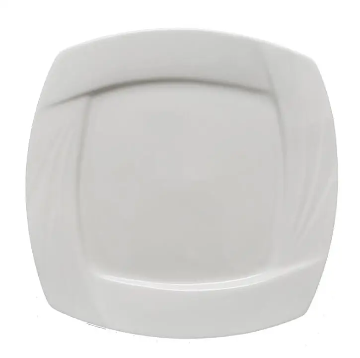 
White Dinner Plates | Porcelain Square Dinnerware | 10 Inch Classic Solid Coupe Style Plate Set 
