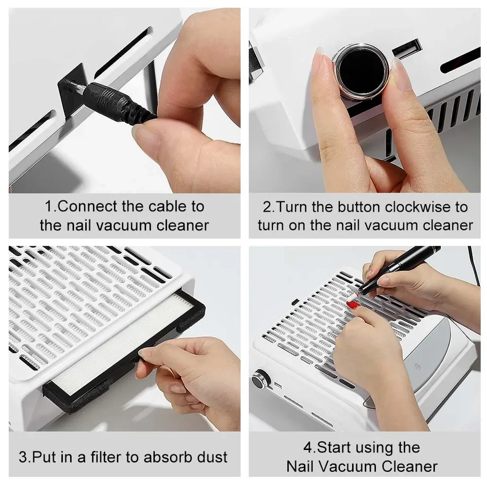 180W Powerful Extractor Fan for Manicure Vacuum Cleaner for Nails Dust Adjustable Suction with Filter