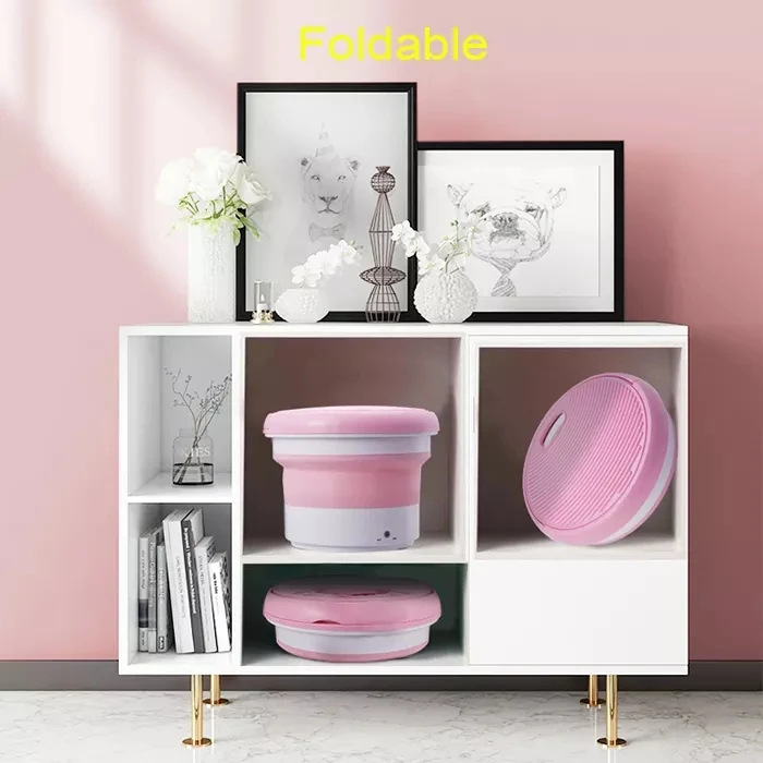 Mini washing machine silicone water folding washer bucket Collapsible Foldable automatic underwear washing machine for baby
