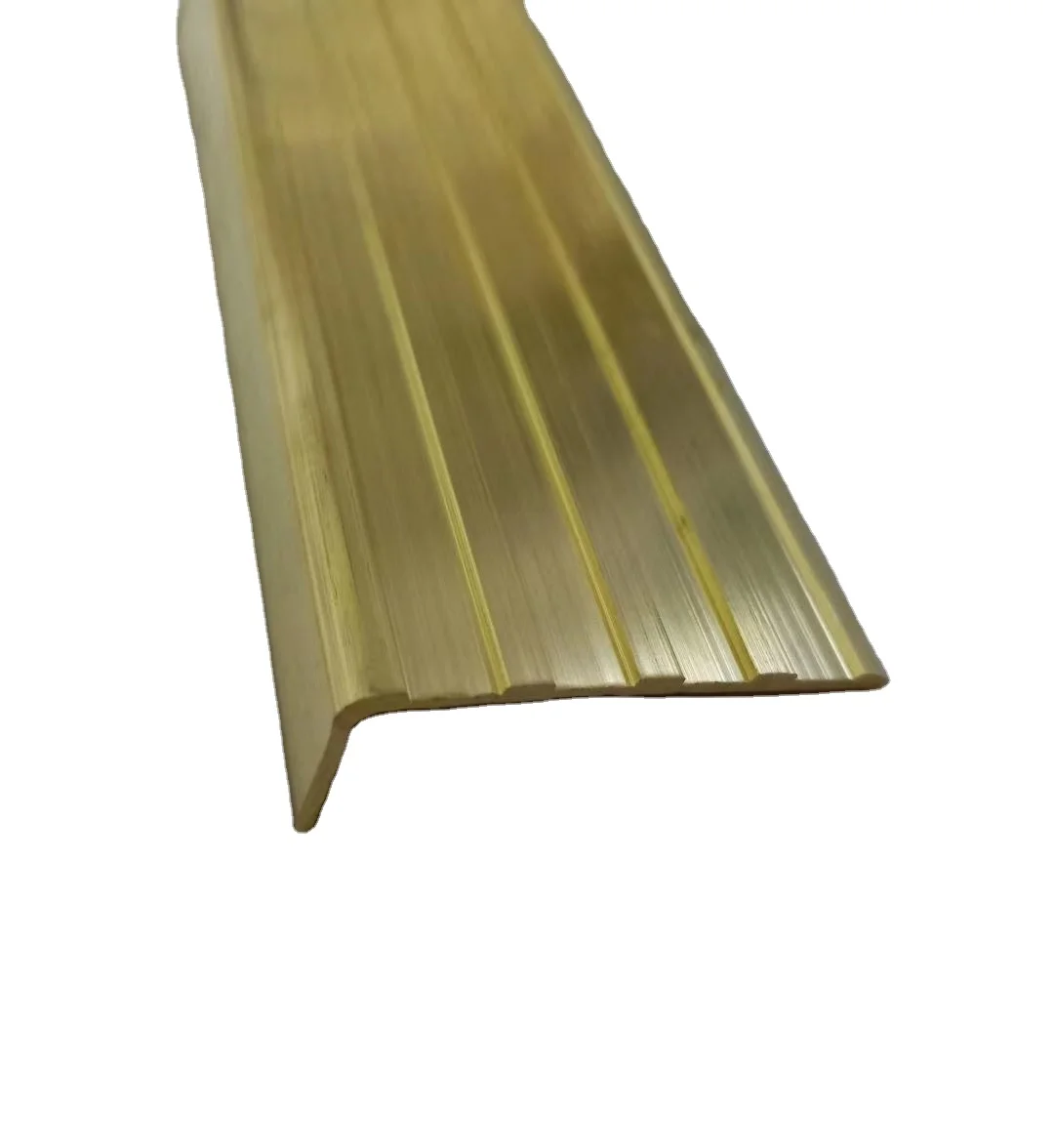 H62 C28000 Anti Slip copper alloy bar Brass slips brass strips Stair Nosing for Marble Stairs