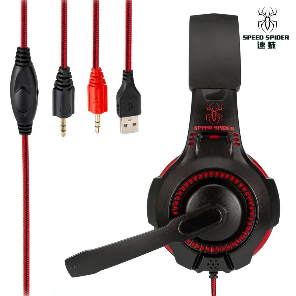 
Professional led light wired surround stereo computer gaming headset with rotation mic 