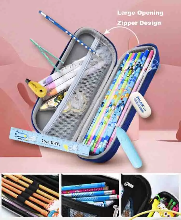 
Wholesale Various Hard Cover Designs Double Zipper Washable Cute Cartoon Nylon EVA Custom School Kids Pencil Case 