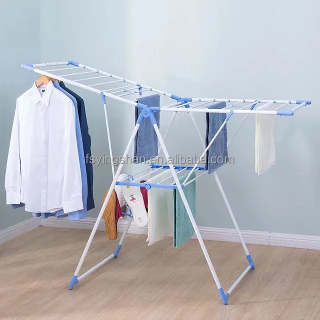 Wall Mounted Double-Tier Metal Clothes Dryer Easy Retractable Iron Laundry Rack Home Space-Saving Foldable Design Cleaning