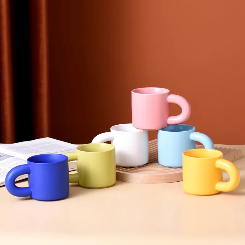 2023 new custom 12oz blank couple gifts porcelain tea cup chunky reusable ceramic coffee mugs with thick handle