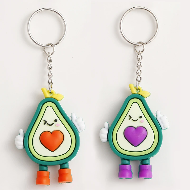 Cartoon Avocado Silicone Beads Food Grade Baby Teething Bracelet Silicone Avocado Beads Keychain