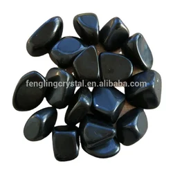 Natural polished big size black obsidian gravel stone Quartz crystal tumble rock stone
