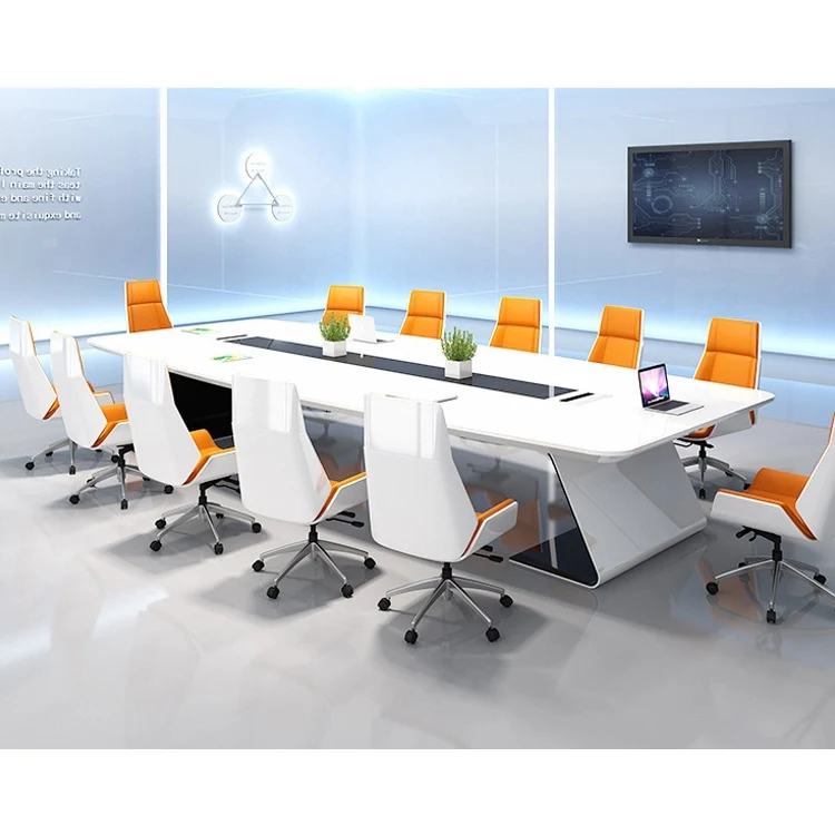 Новейший дизайн высокий глянцевый длинный стол для конференций современная офисная мебель